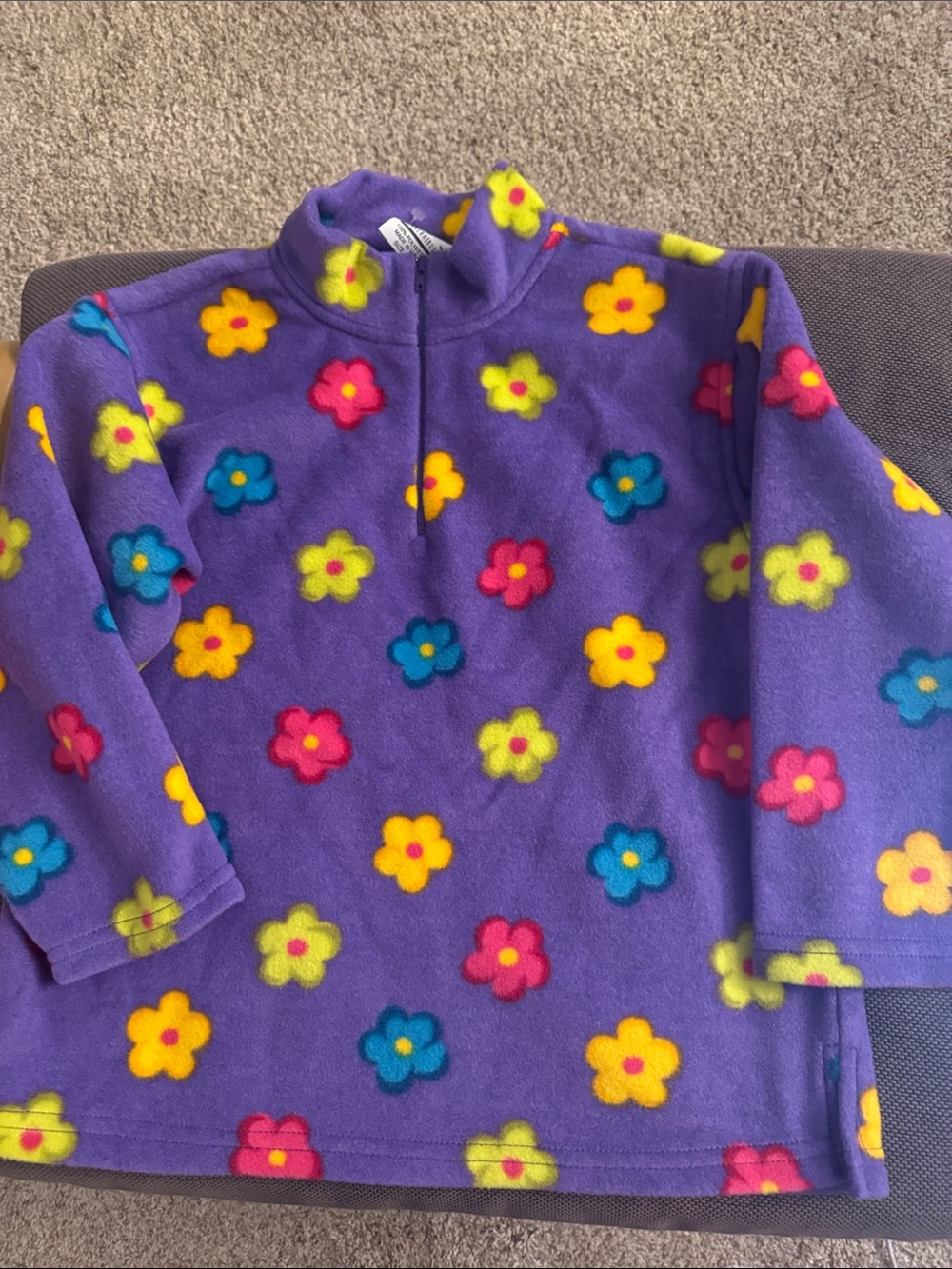 Girls' Purple Floral Fleece Half-Zip Pullover sz 6